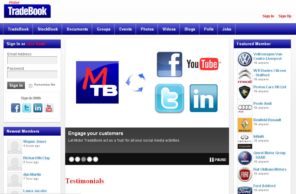 Social Network - Motor TradeBook